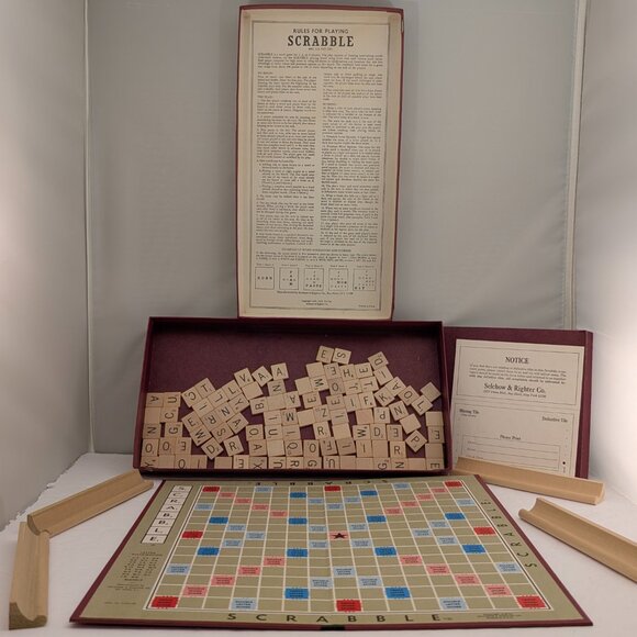 SCRABBLE Crossword Board Game | Vintage | 1953 Selchow & Righter Complete | USED - Picture 3 of 16